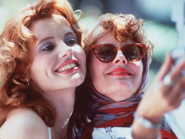 One of the first selfies: Geena Davis and Susan Sarandon in Thelma & Louise